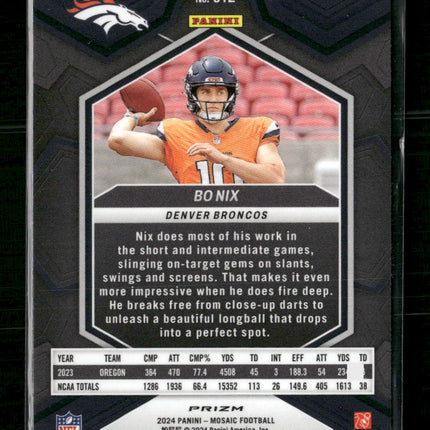 2024 Panini Mosaic Mosaic Camo Pink Bo Nix #312
