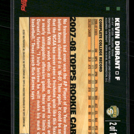 2007-08 Topps Rookie Set Kevin Durant #2