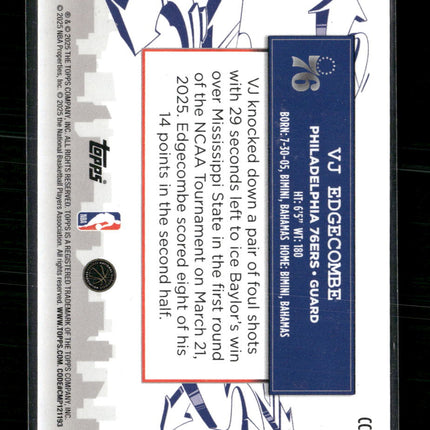 VJ Edgecombe 2025-26 #CC-3 Topps Clutch City Prospects