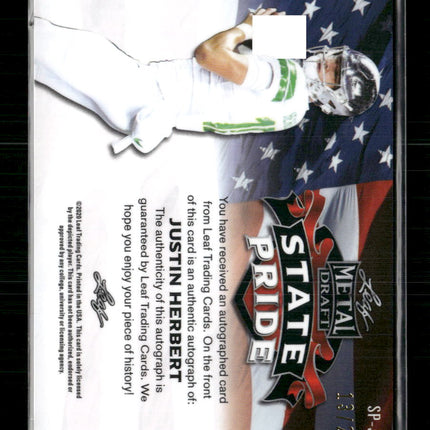 Justin Herbert  2020 #SP-JH2 Leaf Metal Draft State Pride Auto Purple #/25