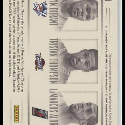 Durant/Thompson/Aldridge 2012-13 #19 Panini Intrigue Terrific Trios Patch #/49