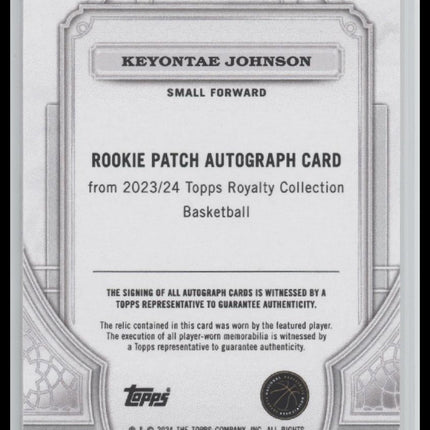 Keyontae Johnson 2023-24 #123 Topps Royalty Patch and Auto #/99