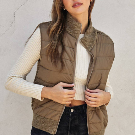 Sherpa and Puff Contrast Vest