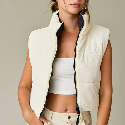 Reversible Cropped Puffer Vest
