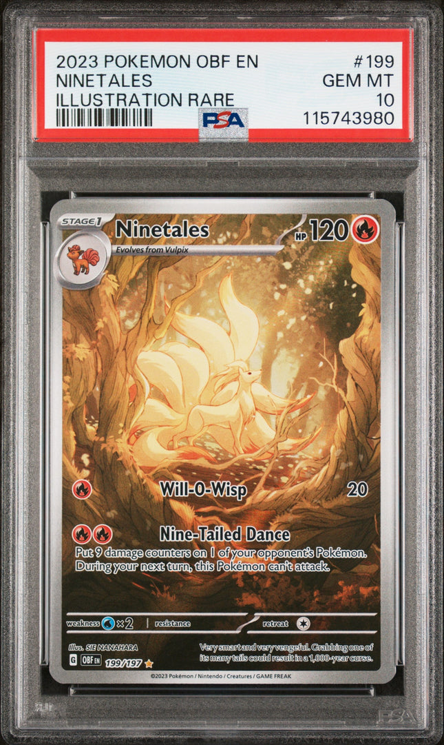 2023 Pokemon Obf En-Obsidian Flames Illustration Rare Ninetales 10 PSA #199