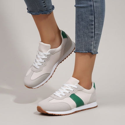 Women’s Round Toe Lace-Up Sneakers – Casual Thick Sole Height-Enhancing Shoes