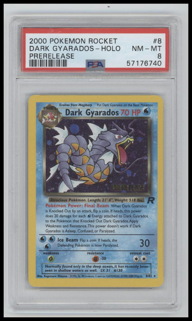 2000 Pokemon Rocket Prerelease Dark Gyarados-Holo 8 PSA #8