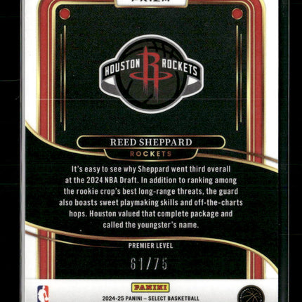 Reed Sheppard 2024-25 Panini Select Blue Wave /#75 Rookie #181
