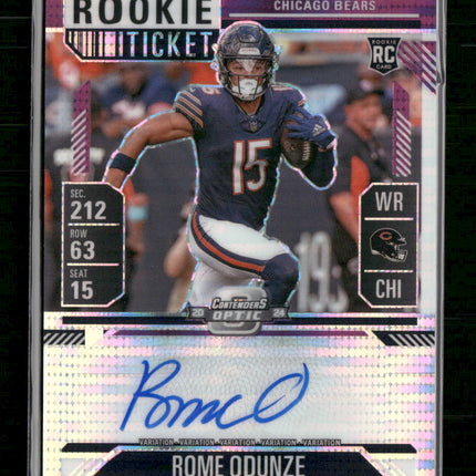 Rome Odunze  2024 Panini Contenders Optic Purple Pulsar Rookie Auto #104