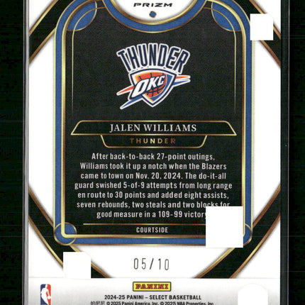 Jalen Williams 2024-25 #201 Panini Select Gold Tectonic Prizm #/10