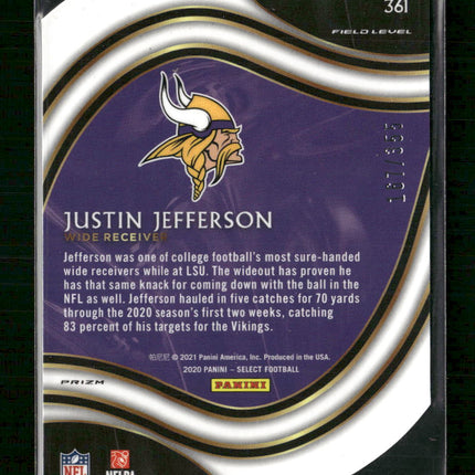 Justin Jefferson 2020 Panini Select Gold Prizm Die Cut #355 #361