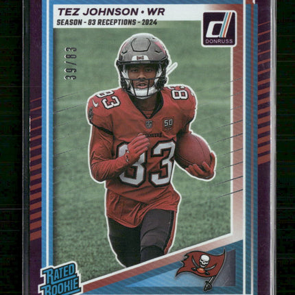 Tez Johnson 2025 Donruss Rated Rookie  Purple #/83 #313