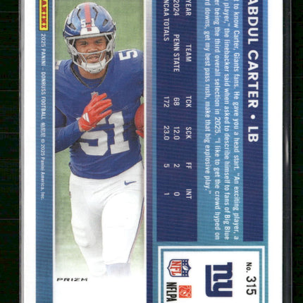 Abdul Carter 2025 Donruss Optic Rated Rookies Red #315