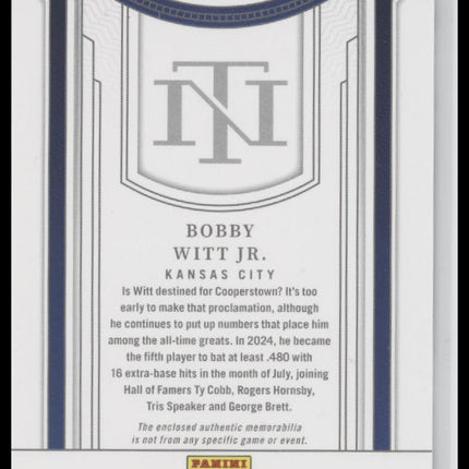 Bobby Witt Jr. 2024 Panini National Treasures Threads Patch #/99 #TT-BWJ