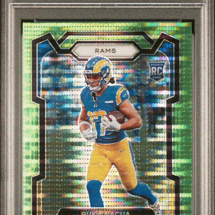 2023 Panini Prizm Neon Green Pulsar Puka Nacua 9 PSA #357