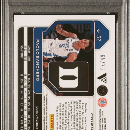 2022-23 Panini Draft Picks Variation-Purple Prizm Paolo Banchero 10 PSA #52