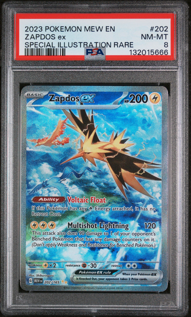 2023 Pokemon Mew En-151 Special Illustration Rare Zapdos Ex 8 PSA #202