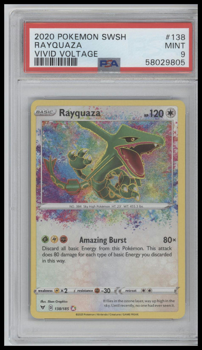 2020 Pokemon Sword & Shield Vivid Voltage Vivid Voltage Rayquaza 9 PSA #138