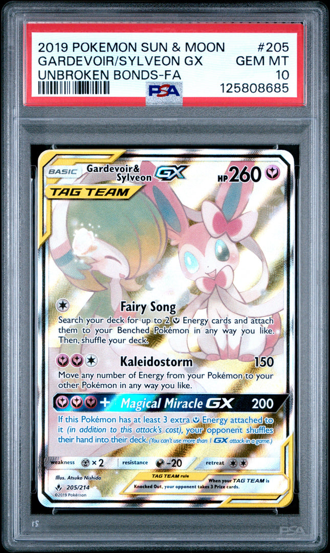 2019 Pokemon Sun & Moon Unbroken Bonds -Fa Gardevoir & Sylveon Gx 10 PSA #205