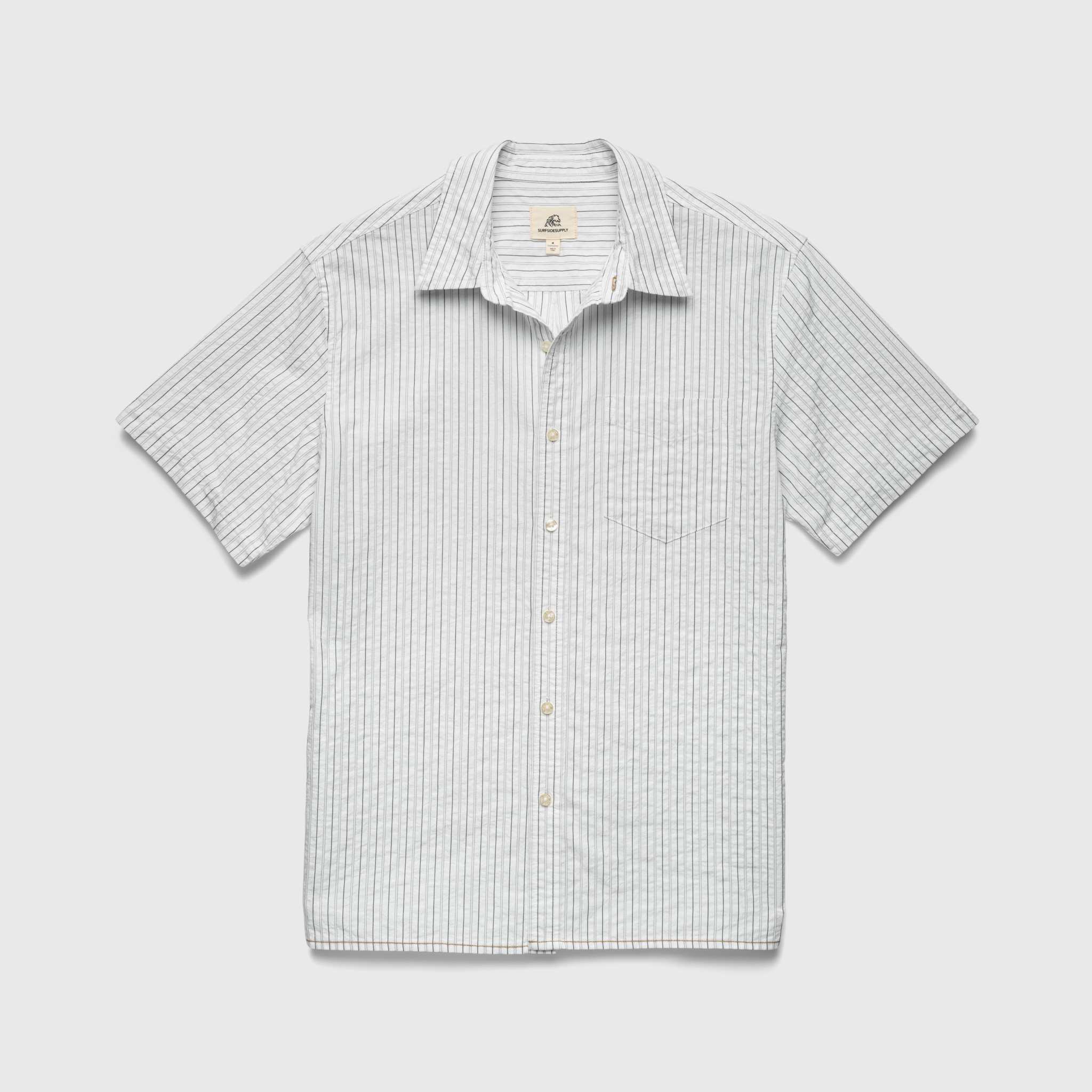 Joseph Crinkle Stripe Shirt - White Navy