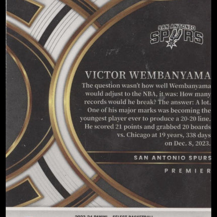 2023-24 Panini Select Blue Cracked Ice Prizms Victor Wembanyama Rookie #121