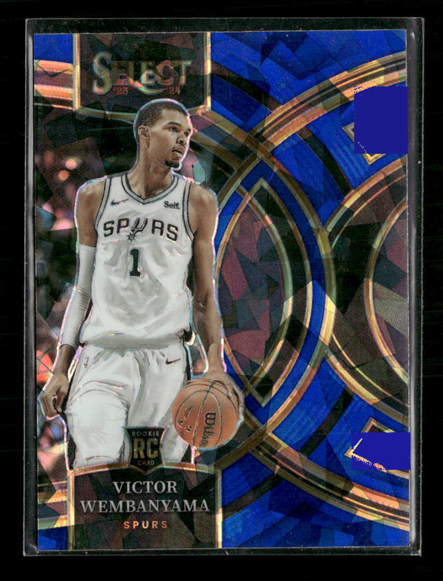 2023-24 Panini Select Blue Cracked Ice Prizms Victor Wembanyama Rookie #121