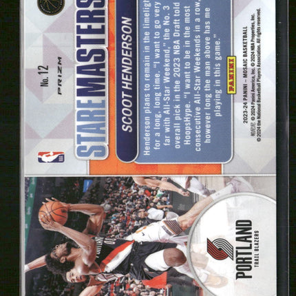 2023-24 Panini Mosaic Stare Masters Mosaic White Scoot Henderson #/25 #12