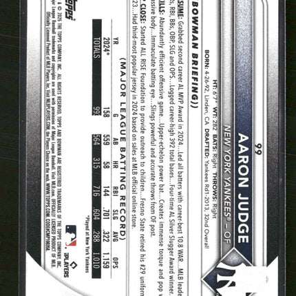 2025 Bowman Blue Aaron Judge #/150 #99