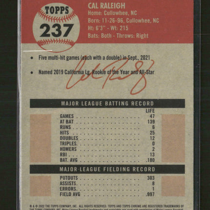 2022 Topps Chrome Platinum Anniversary Cal Raleigh Rookie #237