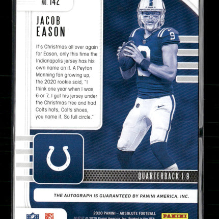 2020 Panini Absolute Spectrum Gold Auto Jacob Eason Rookie #/10 #142