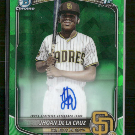 2025 Bowman Chrome Prospect Auto Green #/99 Jhoan De La Cruz #CPA-JDL