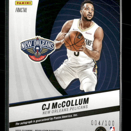 2022-23 Panini Revolution Autographs Fractal CJ McCollum #/100 Auto #A-CJM