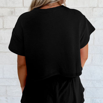 Luxury Cropped Tee and Ruffle High Waist Skort Set