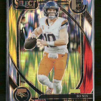 2024 Panini Select Red & Yellow Prizm Shock Bo Nix Rookie #221