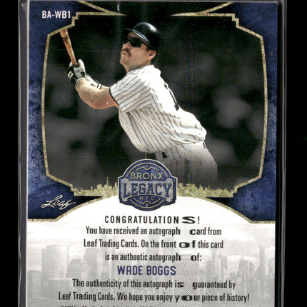 2024 Leaf A Bronx Legacy Platinum HoloFoil Wade Boggs #/7 Auto #BA-WB1