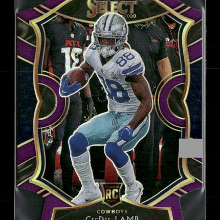 2020 Panini Select Purple Prizm Die Cut CeeDee Lamb Rookie #57