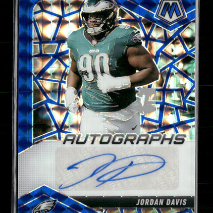2025 Panini Mosaic Football Blue Prizm Auto #/99 Jordan Davis #AMC-JDA