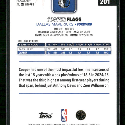 2025-26 Topps Season Tip Off Cooper Flagg Rookie #201