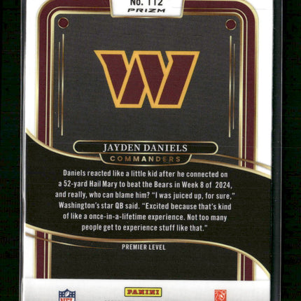 2024 Panini Select Black & Red Prizm Shock Jayden Daniels Rookie #112