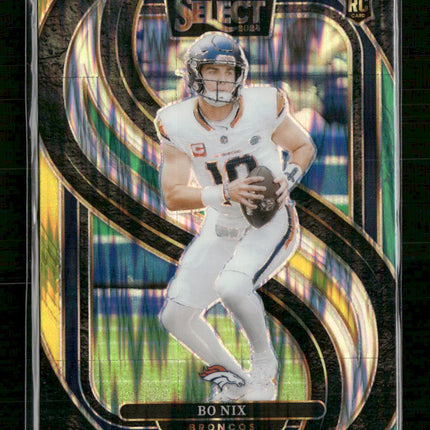 2024 Panini Select Green & Yellow Prizm Shock Bo Nix Rookie #117