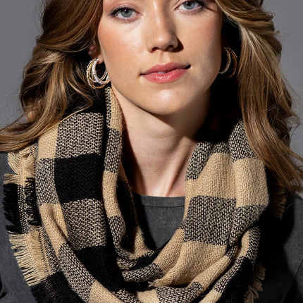 Woven Buffalo Checkered Infinity Scarf