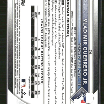 2025 Bowman Chrome Fuchsia Vladimir Guerrero Jr. #/299 #74