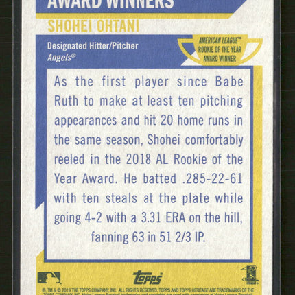 2019 Topps Heritage Award Winners Shohei Ohtani #AW-5