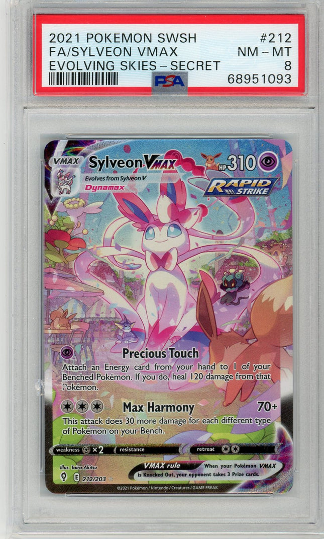 2021 Pokemon S&S Evolving Skies-Secret Fa/Sylveon Vmax 8 PSA #212