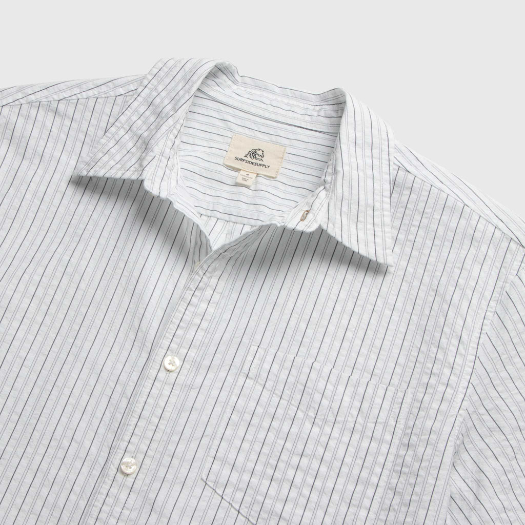 Joseph Crinkle Stripe Shirt - White Navy