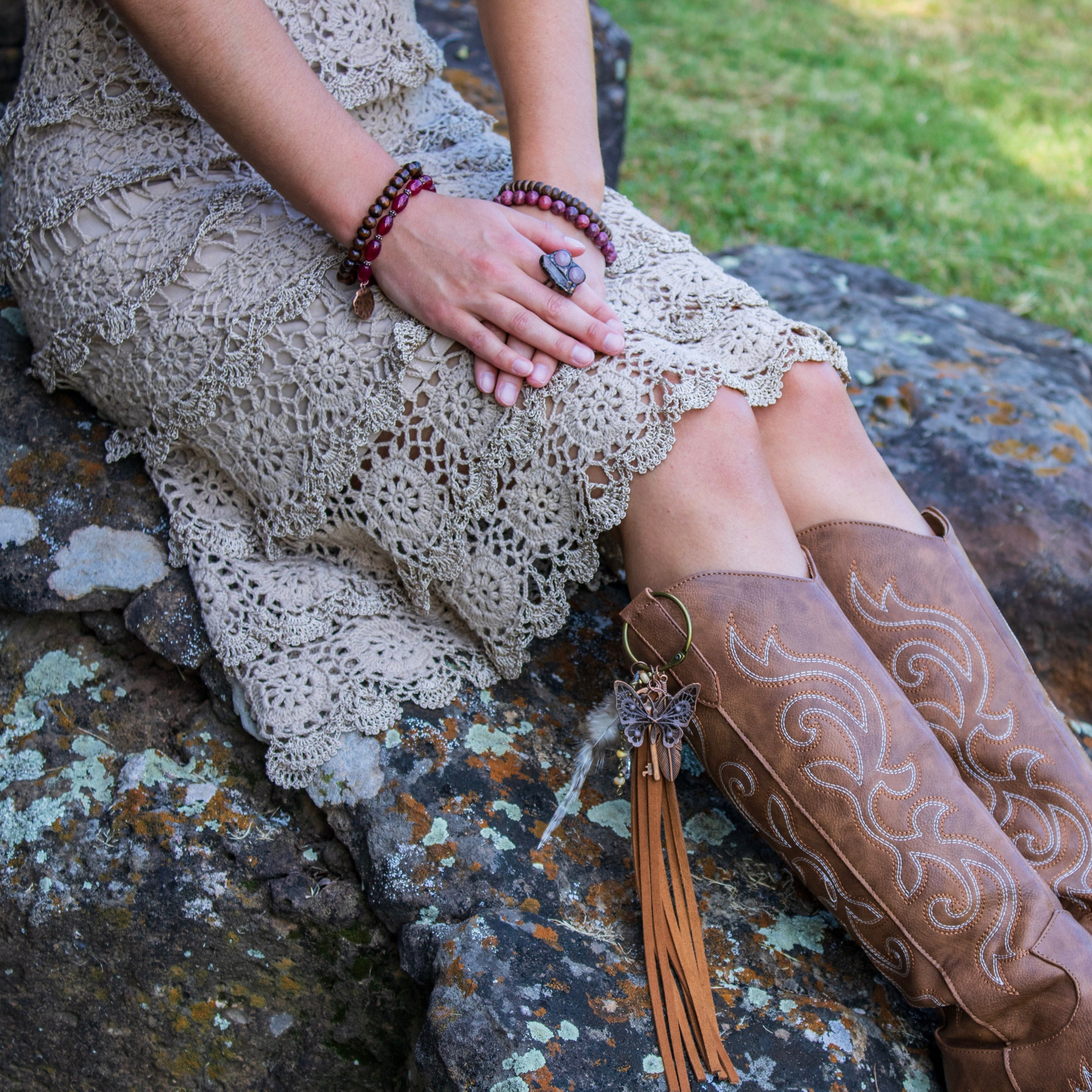 Genuine Rose Quartz Ring in a Copper Setting 012ff