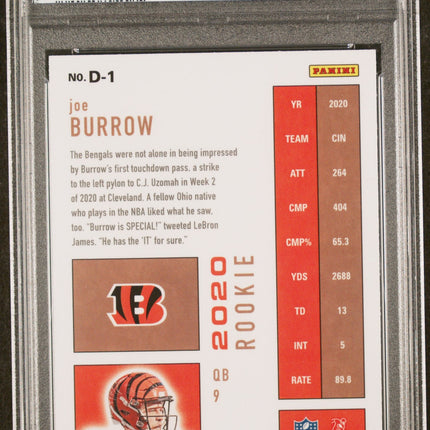 2020 Panini Chronicles Dynagon Rookies Dynagon Rookies Joe Burrow 10 PSA #D1