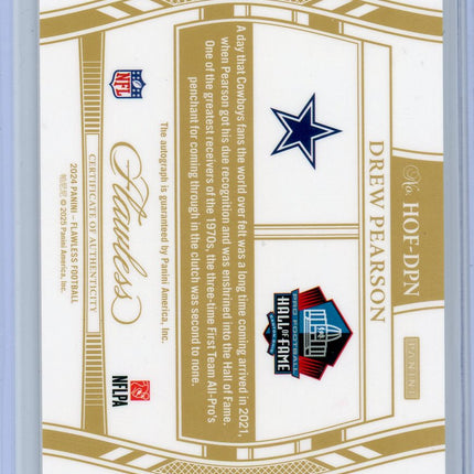 2024 Panini Flawless Hall of Fame Autographs Ruby Drew Pearson #/15 #HOF-DPN