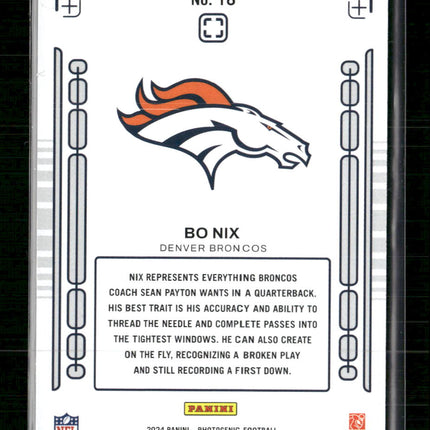 2024 Panini Photogenic Rookie Pix Silver Bo Nix #/150 #18