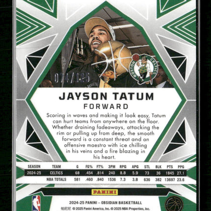 2024-25 Panini Obsidian Electric Etch Orange Flood Jayson Tatum #/125 #189